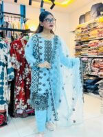 প্রিমিয়াম  জর্জেটের ,অর্গানজা পাকিস্তানি ইন্সপায়ার থ্রি-পিস (CODE-305) - Image 3