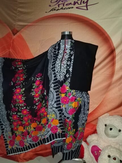সেলাই করা প্রিন্টেড থ্রি পিস (Code-100)