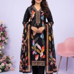 প্রিমিয়াম সিল্কের ডিজিটাল প্রিন্ট থ্রি-পিস (CODE-PF_0033)